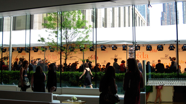 The "red carpet" area for fancy arrivals and attendant photo sessions