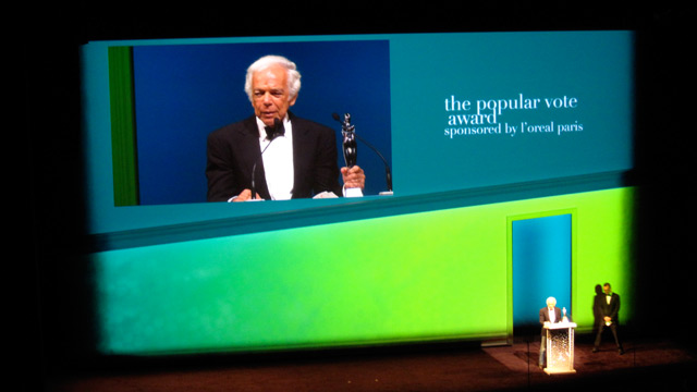 Ralph Lauren accepting the Popular Vote award