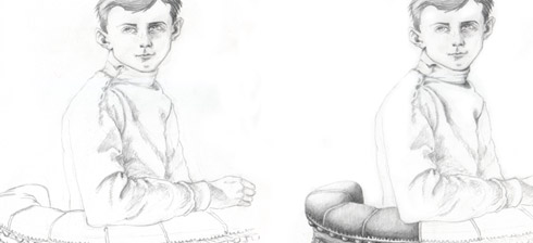 Pencil drawing of a boy, process