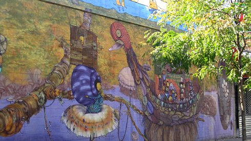 os_gemeos_01 Os Gemeos mural in Coney Island, Stillwell Ave