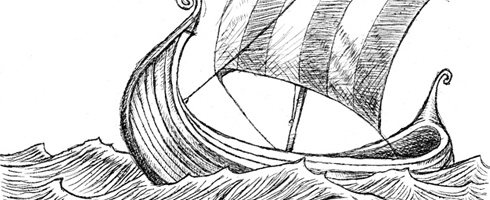 drypoint on plexiglas- lizzie's viking ship