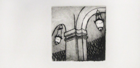 In the Palais Royal, Paris, drypoint print