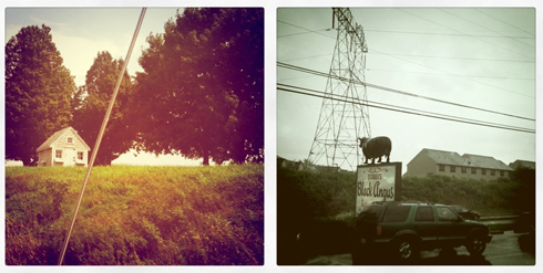 tinyhouseNangus a tiny house on the roadside, and the sign at Stoudt's Black Angus Pub