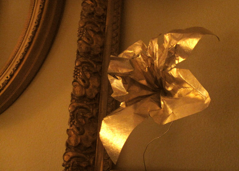 paper flower of funeral paper- metallic gold