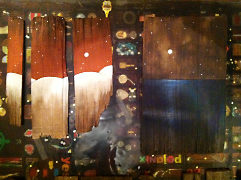 oil painting on cedar shakes