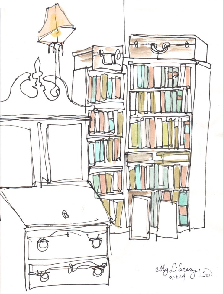 contour drawing of library