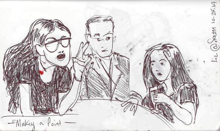 Bar people in a sketch, Brooklyn