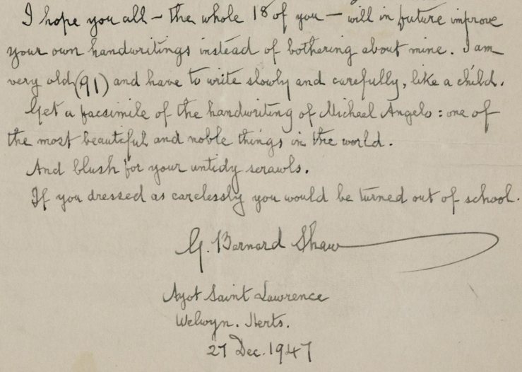 George Bernard Shaw's handwriting