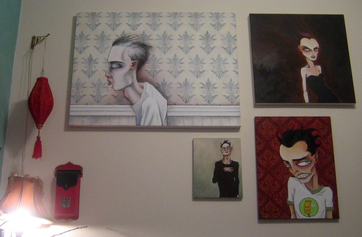 Clockwise from top: He has Overindulged Once Again, Valla, Lightless, and He is Not as Cool as His Shirt