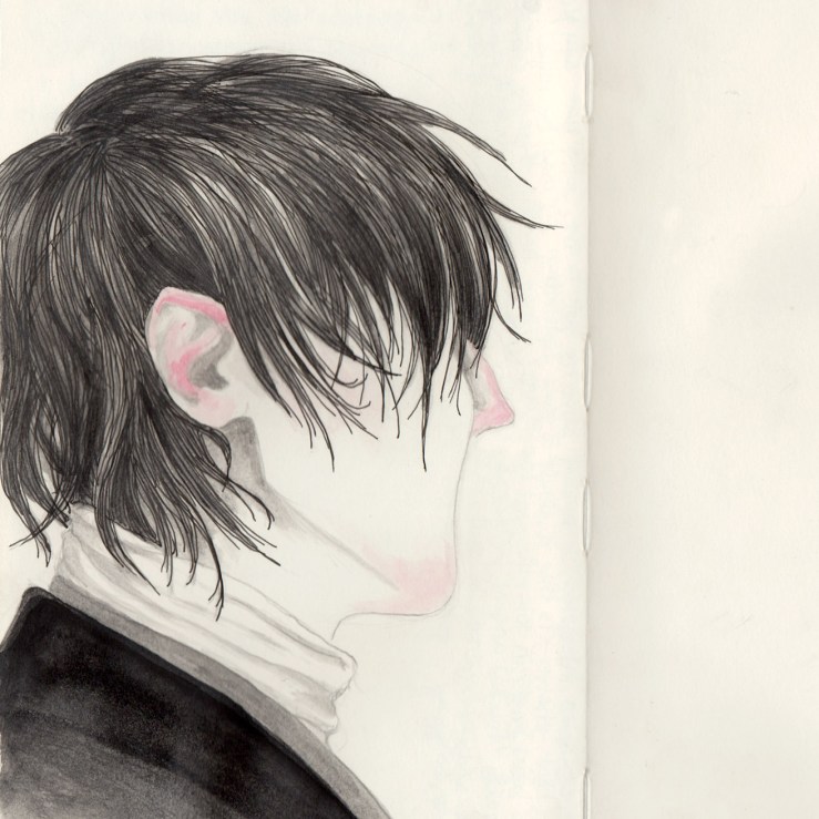 portrait in ink & watercolor (process)