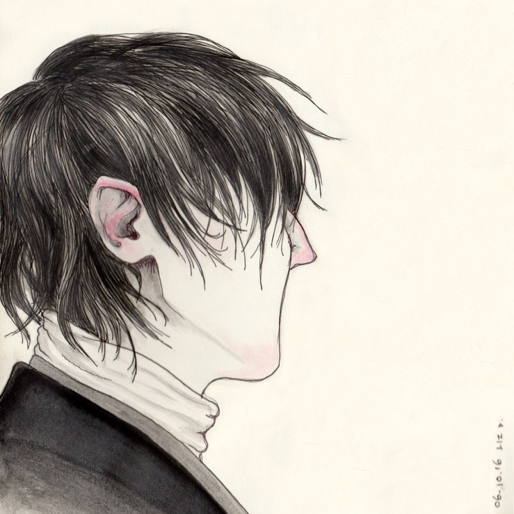 portrait in ink & watercolor (process)