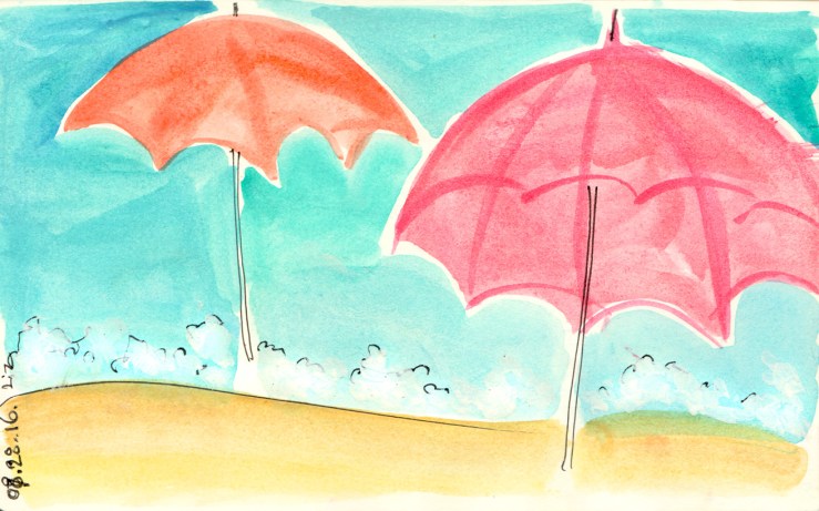 watercolor beach umbrellas
