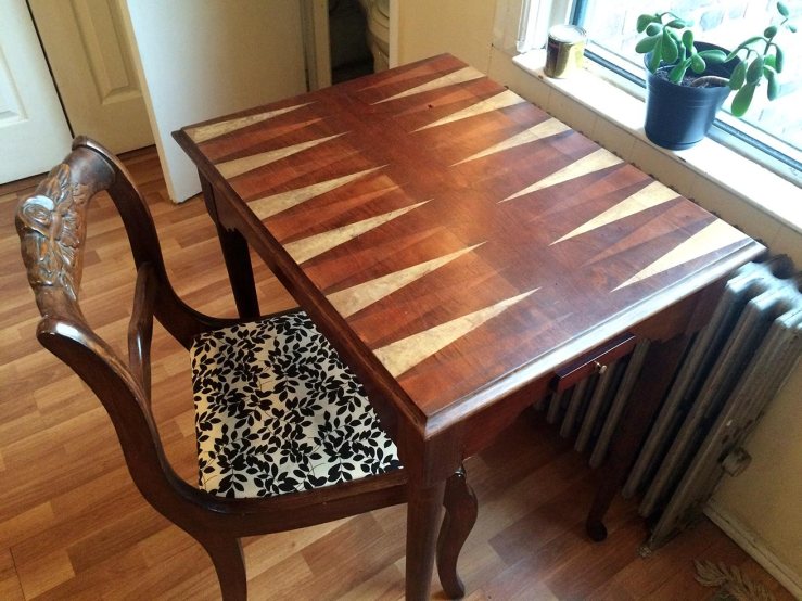 Completed restoration on a Queen Anne style gaming table