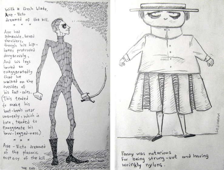 two sketchbook drawings