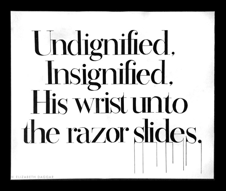 Hand-lettered text of a Bauhaus song lyric