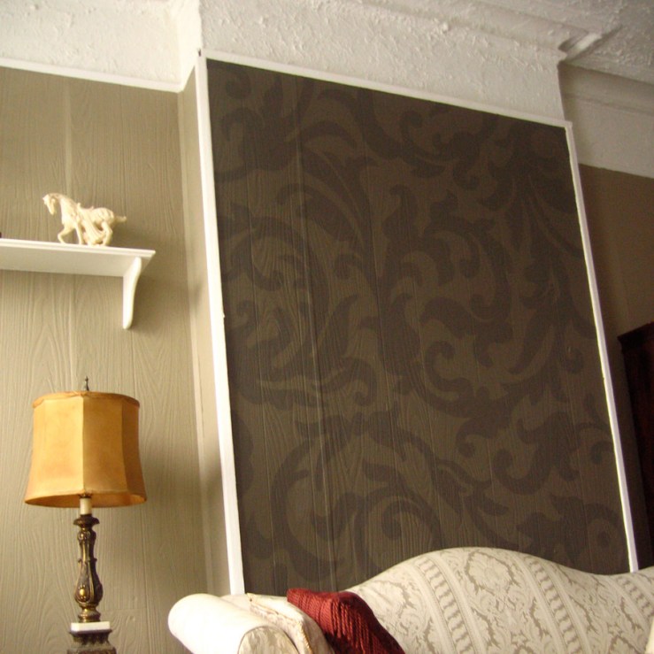 Interior wall with projected pattern painted on