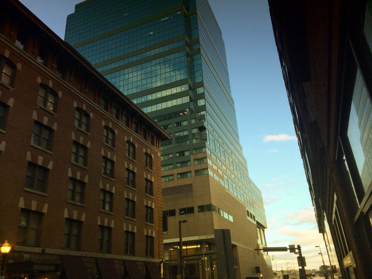 Looking toward the harbor from UMBC's Spark Gallery