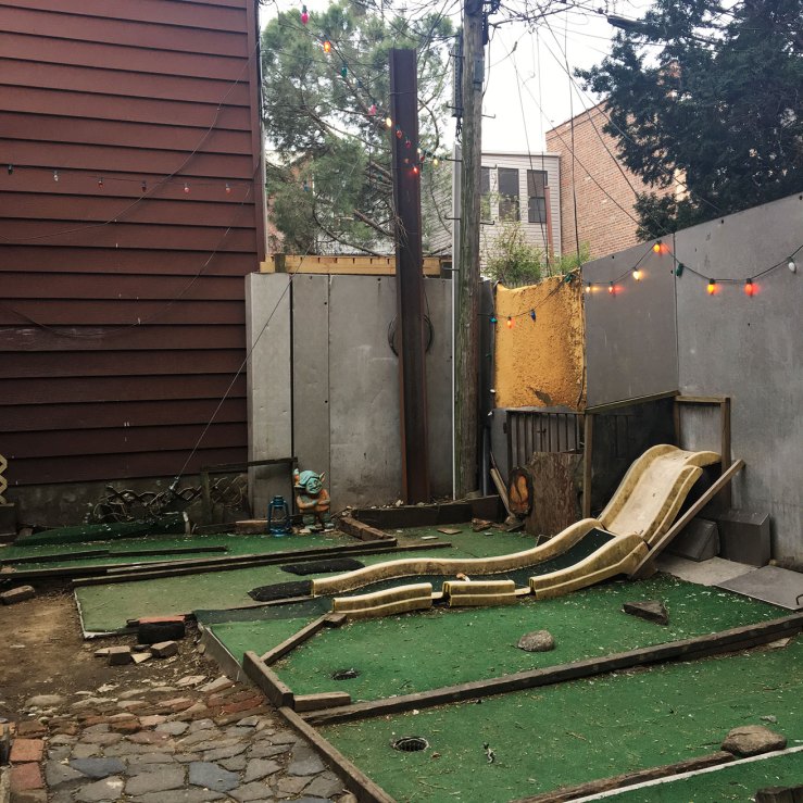 mini golf slide at Bushwick Country Club