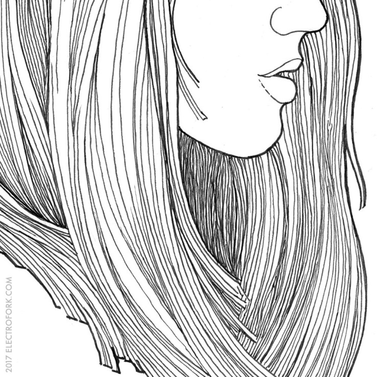 section of an ink drawing portrait