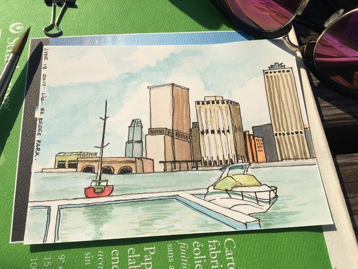 sketching at Brooklyn Bridge Park