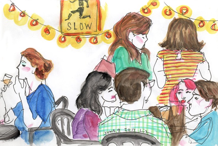 watercolor sketch of people