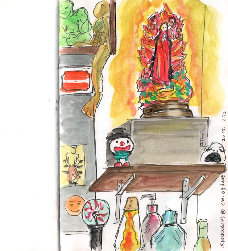 watercolor sketch of an interior
