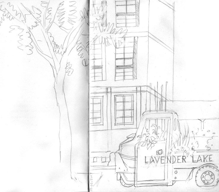 urban sketch, Lavender Lake