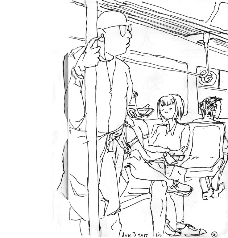 urban sketch: G train