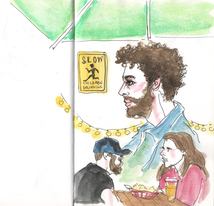 watercolor sketch of people