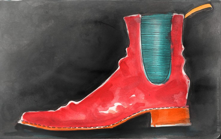 Watercolor of a red boot