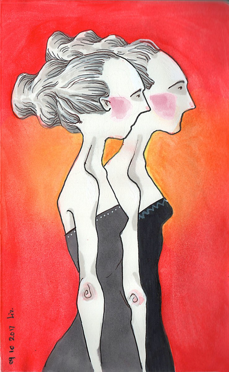 watercolor painting: fraternal twins