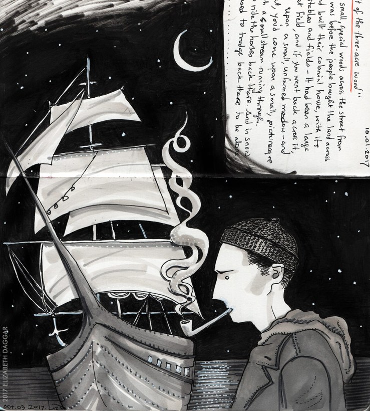 A stevedore smoking a meerschaum pipe