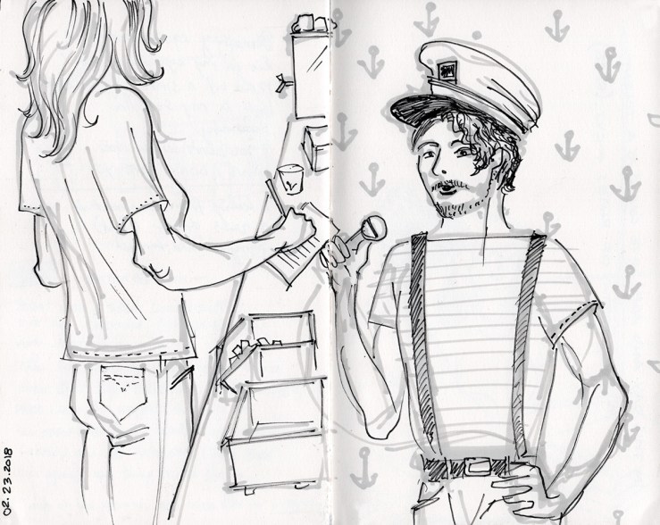 sketches of people at the diner