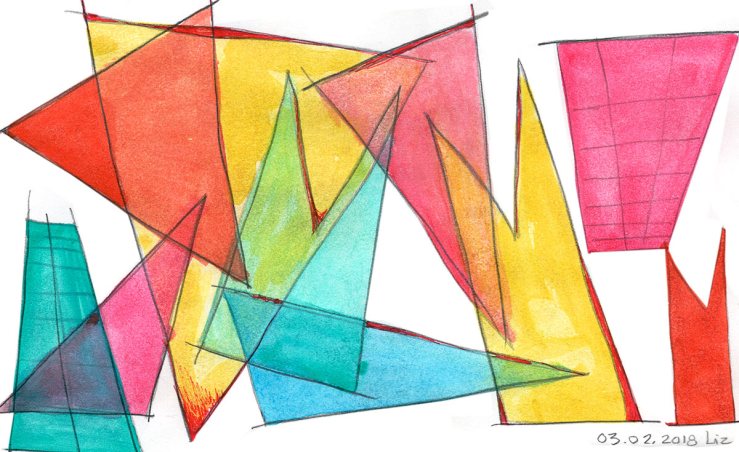 abstract geometric watercolor composition