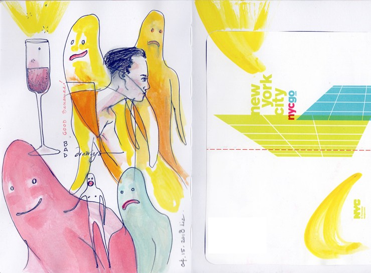 watercolor drawings of banana people