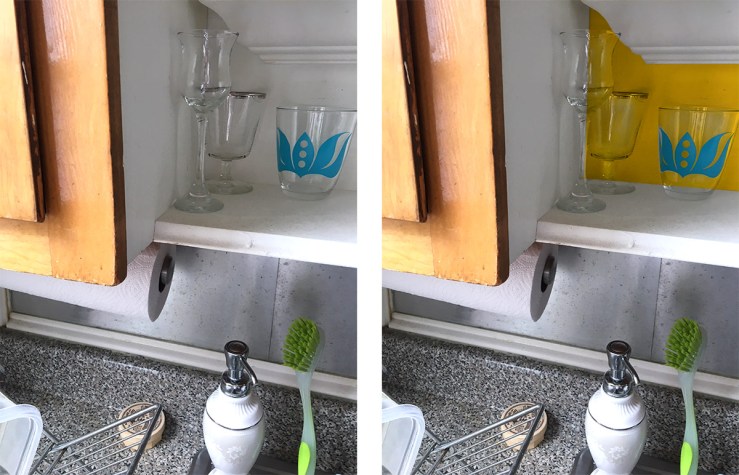 before and after kitchen accent color