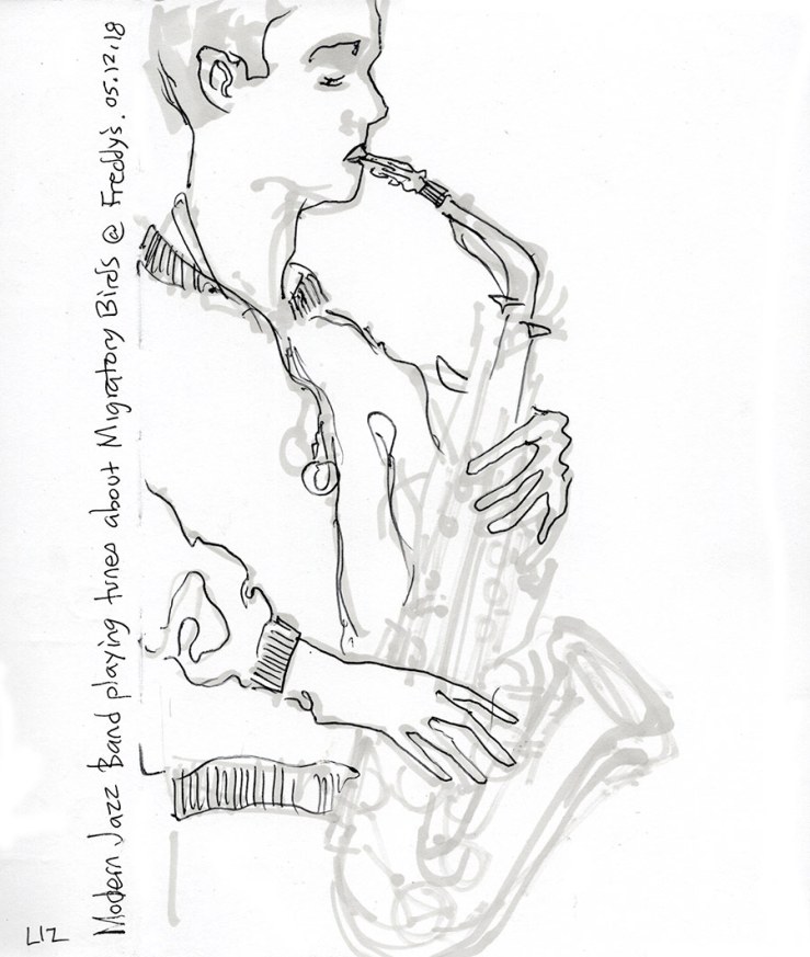 sketch of an alto sax player