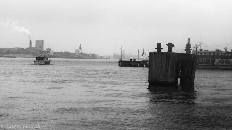 B&W photo of the harbor area