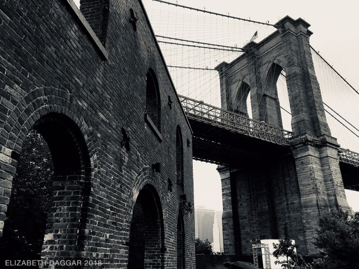 Brooklyn Bridger seen from DUMBO in the rain