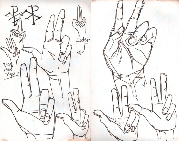 early christian hand signs seen in art