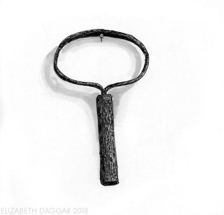 ink drawing of an old key