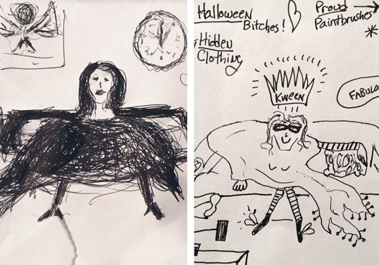 a couple of drawings of me by my friends