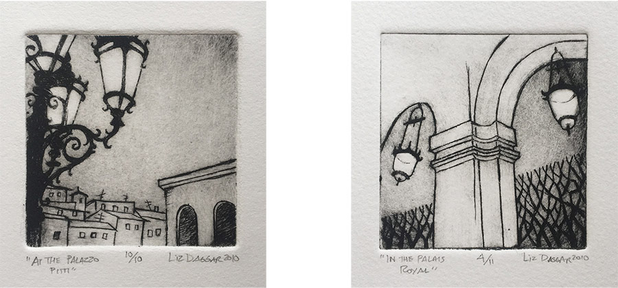 Two small prints from drypoint on plexigas